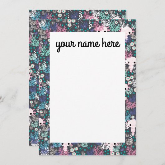 Personalisierte Axolotl-Notecards Dankeskarte (Vorne/Hinten)