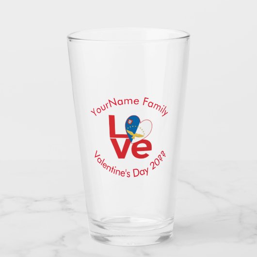 Personalisierte Azorische rote LOVE-Flagge Glas (Vorderseite)