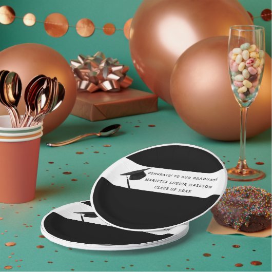 Personalisierte B&W-Klasse mit 20XX Abschluss Pappteller (Multi)