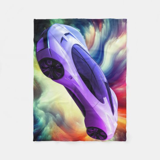 Personalisierte Babodecke mit einem lila Auto dara Fleecedecke (Vorderseite)