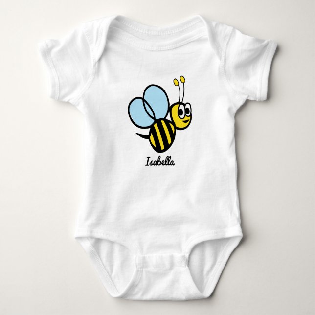 Personalisierte Baby Bee Niedlich Gelbe Hummel Baby Strampler (Vorderseite)