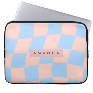 Personalisierte Baby Blau und Pfirsich gewellte Ka Laptopschutzhülle