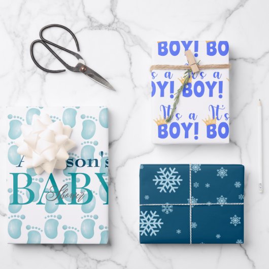 Personalisierte Baby Boy Dusche Geschenkpapier Set (Vorderseite)