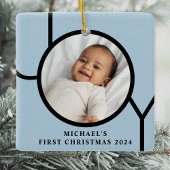 Personalisierte Baby Boy's Blue First Christmas Fo Keramikornament