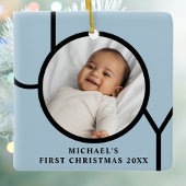 Personalisierte Baby Boy's Blue First Christmas Fo Keramikornament
