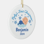 Personalisierte Baby Boys Erste Weihnachten Keramik Ornament (Rechts)