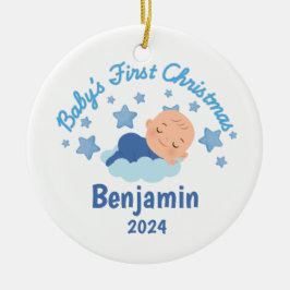 Personalisierte Baby Boys Erste Weihnachten Keramik Ornament