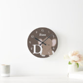 Personalisierte Baby Brown Round Clock Runde Wanduhr (Zuhause)