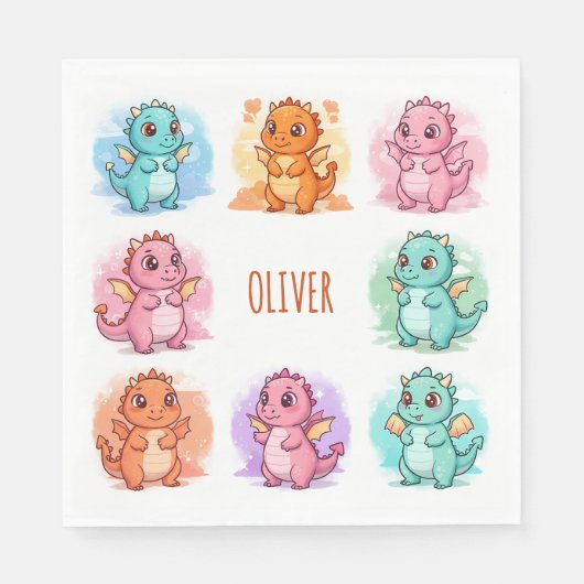 Personalisierte Baby Dragons Serviette (Vorderseite)