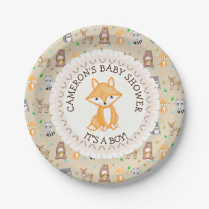 Personalisierte Baby Dusche Teller Woodland Themed