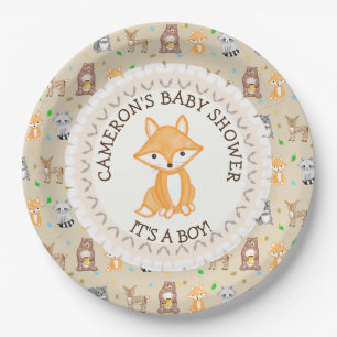 Personalisierte Baby Dusche Teller Woodland Themed