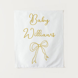 Personalisierte Baby Dusche White & Gold Foto Stan Wandteppich