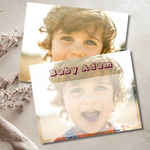 Personalisierte Baby-Foto-Name-Papierwaren-Notizka Einladung