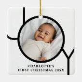 Personalisierte Baby Girl's First Christmas Foto Keramikornament (Rückseite)