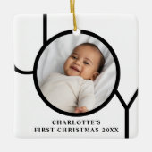 Personalisierte Baby Girl's First Christmas Foto Keramikornament (Vorderseite)