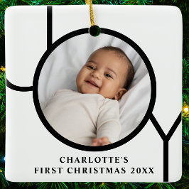 Personalisierte Baby Girl's First Christmas Foto Keramikornament