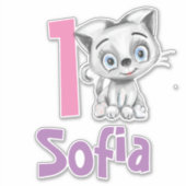 Personalisierte Baby-Katze Kariert erste Geburtsta Aufkleber (Vorderseite)