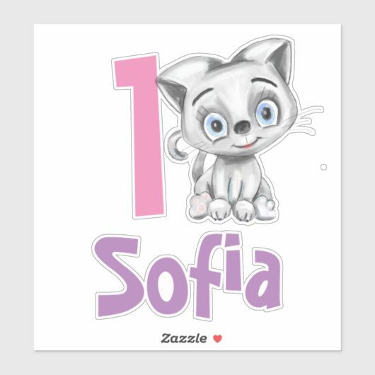 Personalisierte Baby-Katze Kariert erste Geburtsta Aufkleber (Blatt)