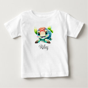Personalisierte Baby Kinder Kind Meeresschildkröte T-shirt