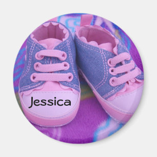 Personalisierte Baby-Name-Magnete Rosa Tennisschuh Magnet