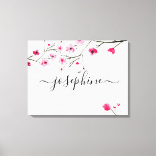 Personalisierte Baby-Nursery-Name Kirschblüten-Kun Leinwanddruck