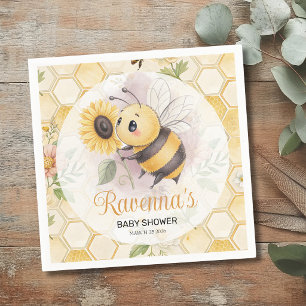 Personalisierte Baby-Party mit Honigwaben-Blumen-B Serviette