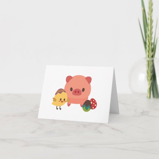 Personalisierte Baby-Piglet-und-Küken-Karte (Hühnc Karte (Vorderseite)