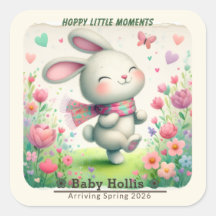 Personalisierte Baby Shower Aufkleber Hase