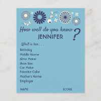Personalisierte Baby Shower Spielbögen Blau Floral