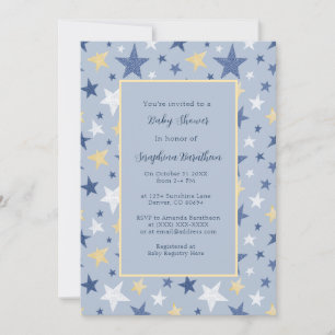 Personalisierte Baby Shows in Navy & Yellow Winter Einladung