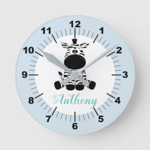Personalisierte Baby-Zebra-Wanduhr Quadratisch Runde Wanduhr
