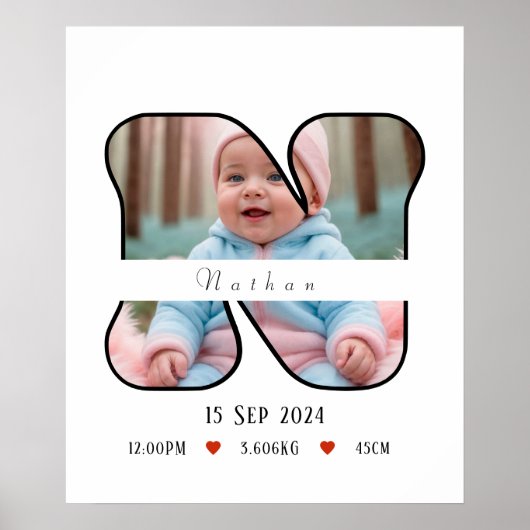 Personalisierte Babybrik N mit Grenze - Poster (Vorne)