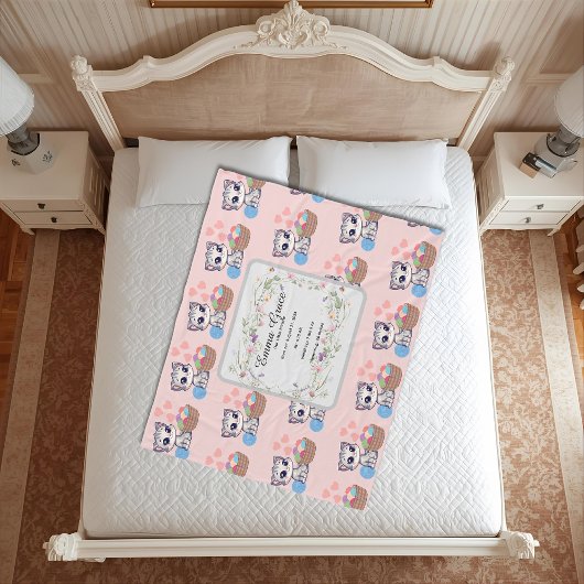 Personalisierte Babydecke mit Kätzchen | Individue Fleecedecke