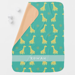 Personalisierte Babydecke mit lächelndem Giraffen 