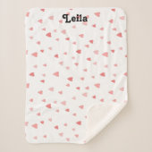 Personalisierte Babydecke mit rotem und rosafarben Sherpadecke (Vorderseite)