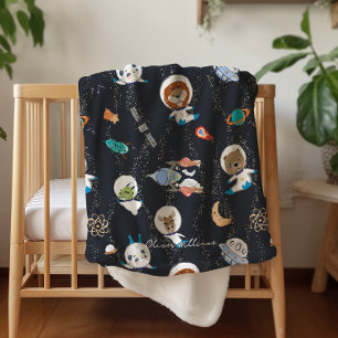 Personalisierte Babydecke Sonnensystem Sherpadecke