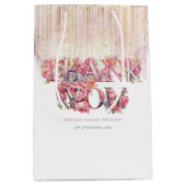 Personalisierte Babydusche Blumenbriefe Rosa Gold Mittlere Geschenktüte (Vorderseite)