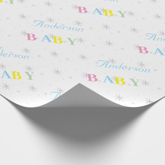 Personalisierte Babydusche Geschenkpapier (Ecke)