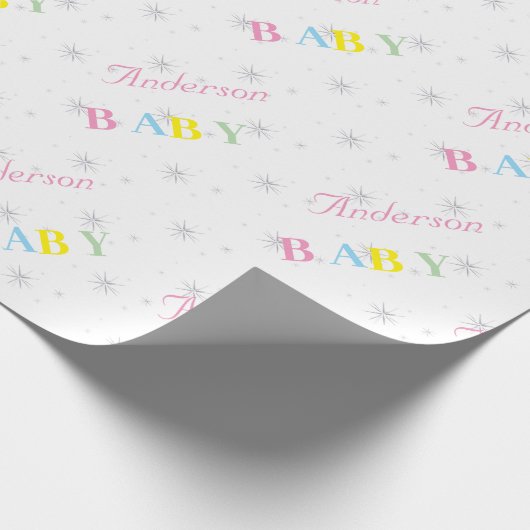 Personalisierte Babydusche Geschenkpapier (Ecke)