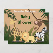 Personalisierte Babydusche lädt ein, Jungle-Tiere Einladung (Vorne/Hinten)