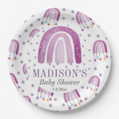 Personalisierte Babydusche Lila Rainbow Pappteller (Vorderseite)