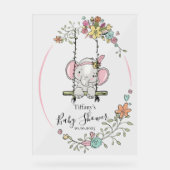 Personalisierte Babydusche mit Niedlichem Elefant Acrylschild (Vorderseite)