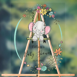 Personalisierte Babydusche mit Niedlichem Elefant Acrylschild