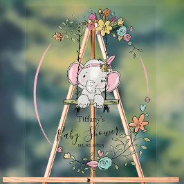 Personalisierte Babydusche mit Niedlichem Elefant Acrylschild