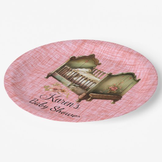 Personalisierte Babydusche Pappteller (Schrägansicht)