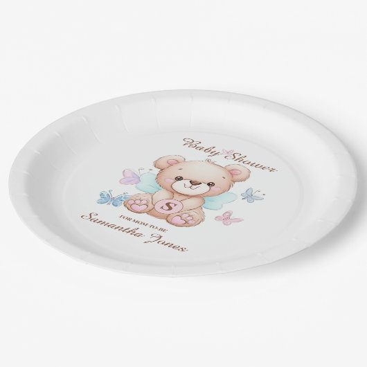 Personalisierte Babydusche Pappteller (Schrägansicht)