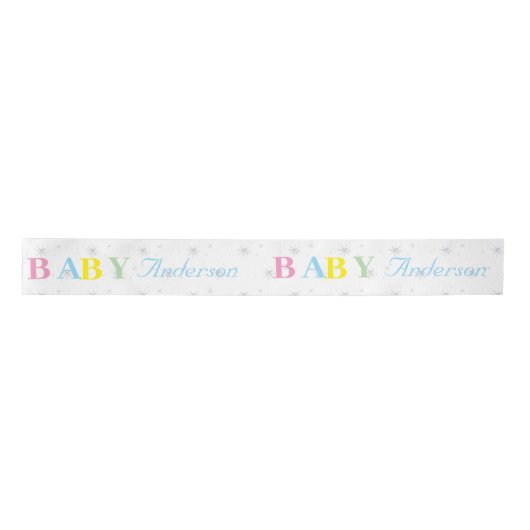Personalisierte Babydusche Satinband (Vorderseite)