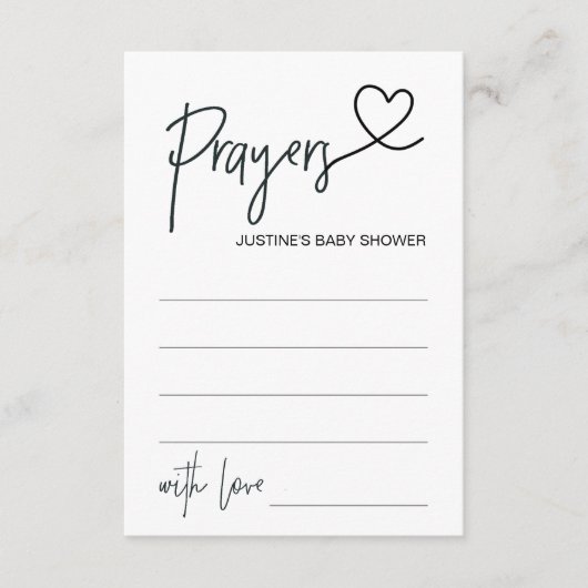 Personalisierte Babyduschkarte mit Herz Begleitkarte (Vorderseite)