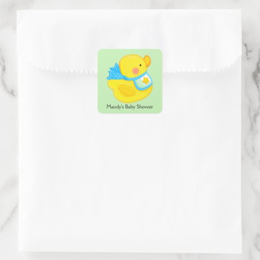 Personalisierte Babyduschkleber Quadratischer Aufkleber (Tasche)