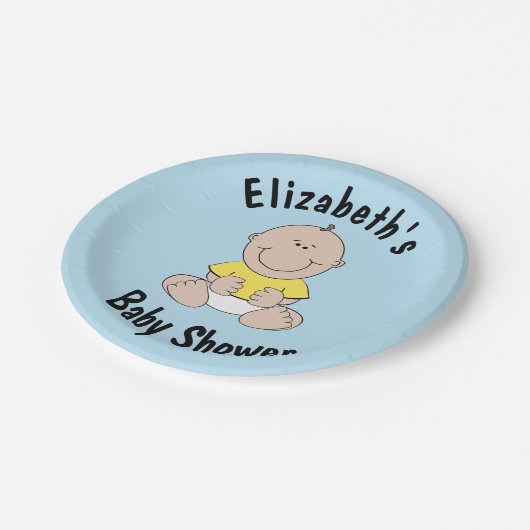 Personalisierte Babyduschpapier-Teller Pappteller (Schrägansicht)